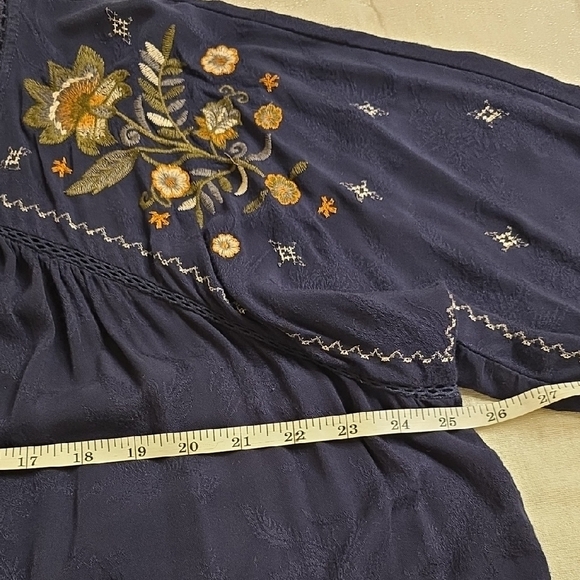 Knox Rose Floral Embroidered Blouse in Deep Blue - Picture 11 of 16